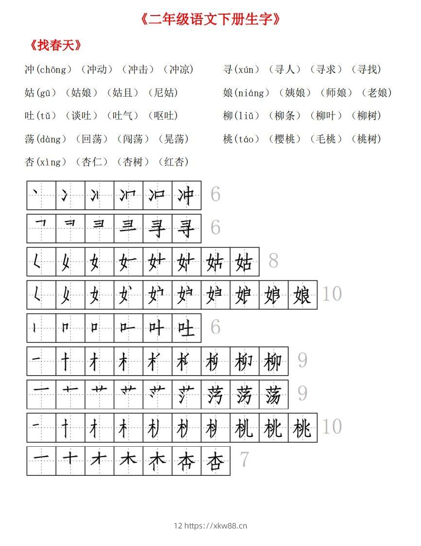 图片[2]-生字拼音组词笔顺-佑学宝学科网