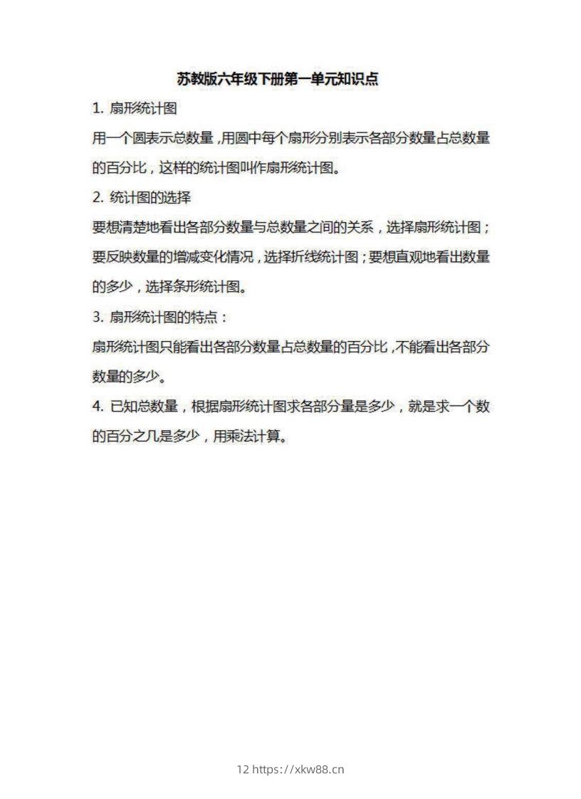 六年级下册数学苏教版知识要点汇总-佑学宝学科网