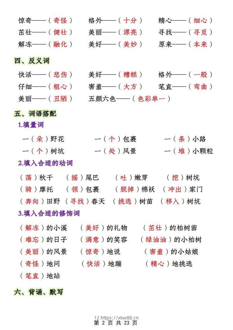 图片[2]-二年级下册1-4单元语文期中必考知识大盘点（23页）-佑学宝学科网