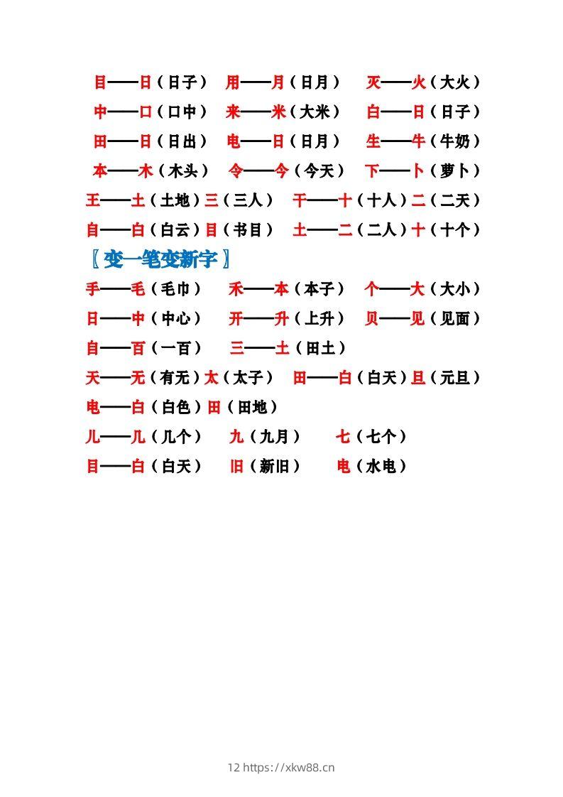 图片[2]-一上语文加加减减变新字梳理汇总+专项练习-佑学宝学科网