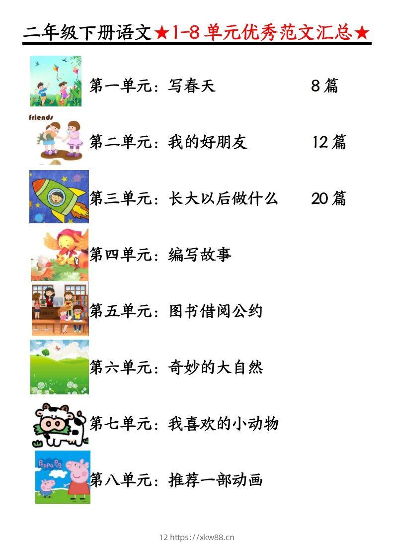 0319【语文】二下语文1-8单元看图写话（第1-2单元）-佑学宝学科网