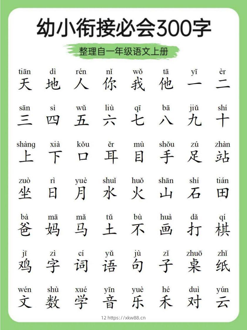 幼小衔接必会300字-佑学宝学科网