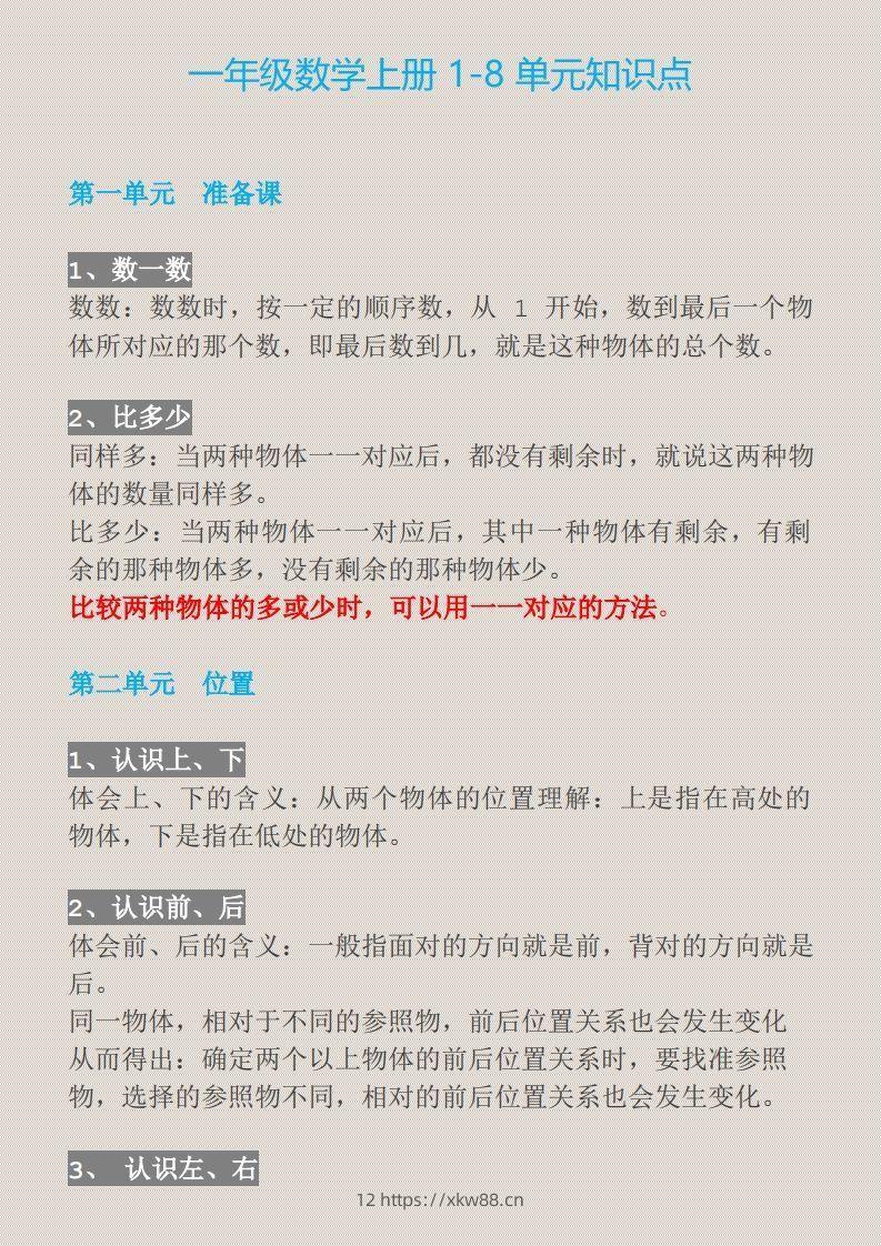 【一上】数学必背汇总-佑学宝学科网
