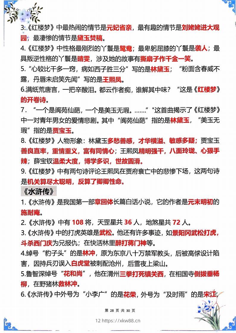 图片[2]-五年级下册语文四大名著常考知识点-佑学宝学科网