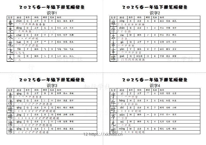25一下语文生字【笔顺】便条-佑学宝学科网