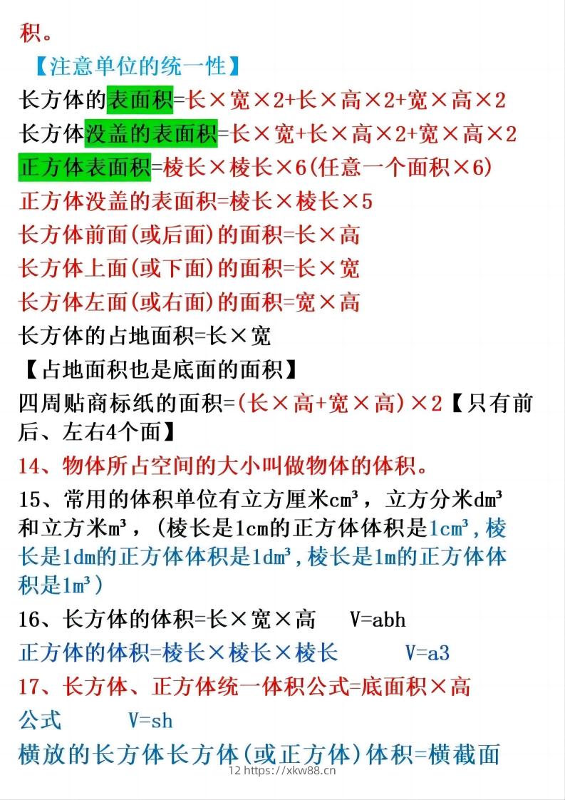 图片[2]-五下数学：38个必背知识点（通用）-佑学宝学科网