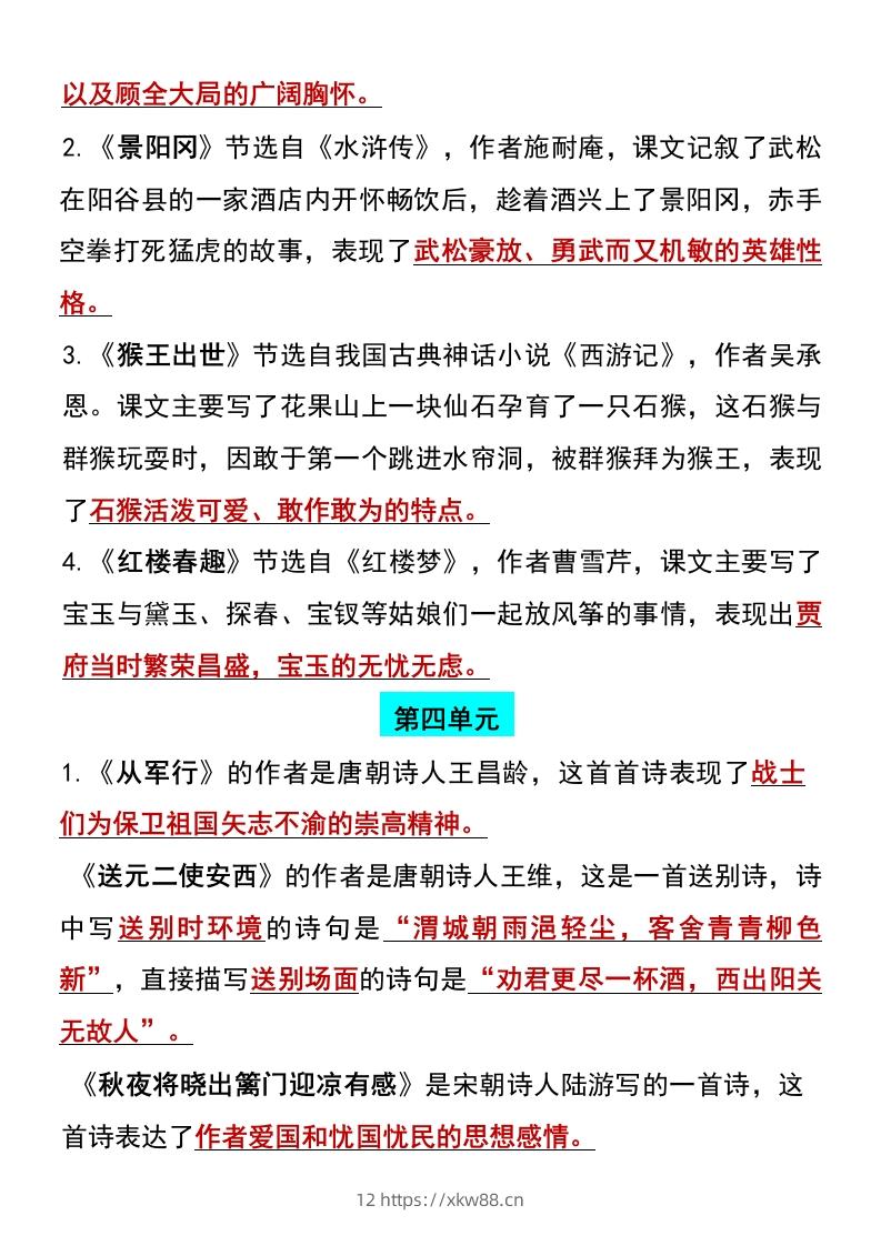 图片[2]-五年级下册语文全册1-8单元精编考点归纳-佑学宝学科网