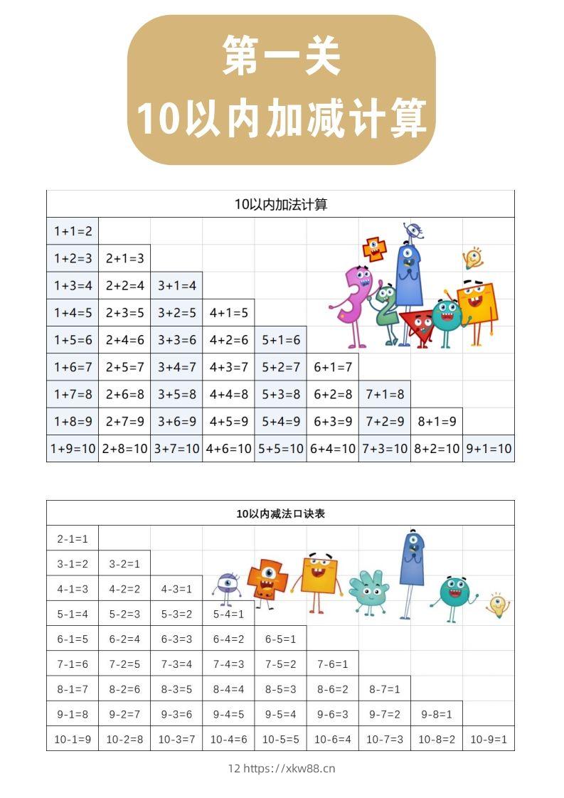 【数学】第一关：10以内加减计算-佑学宝学科网