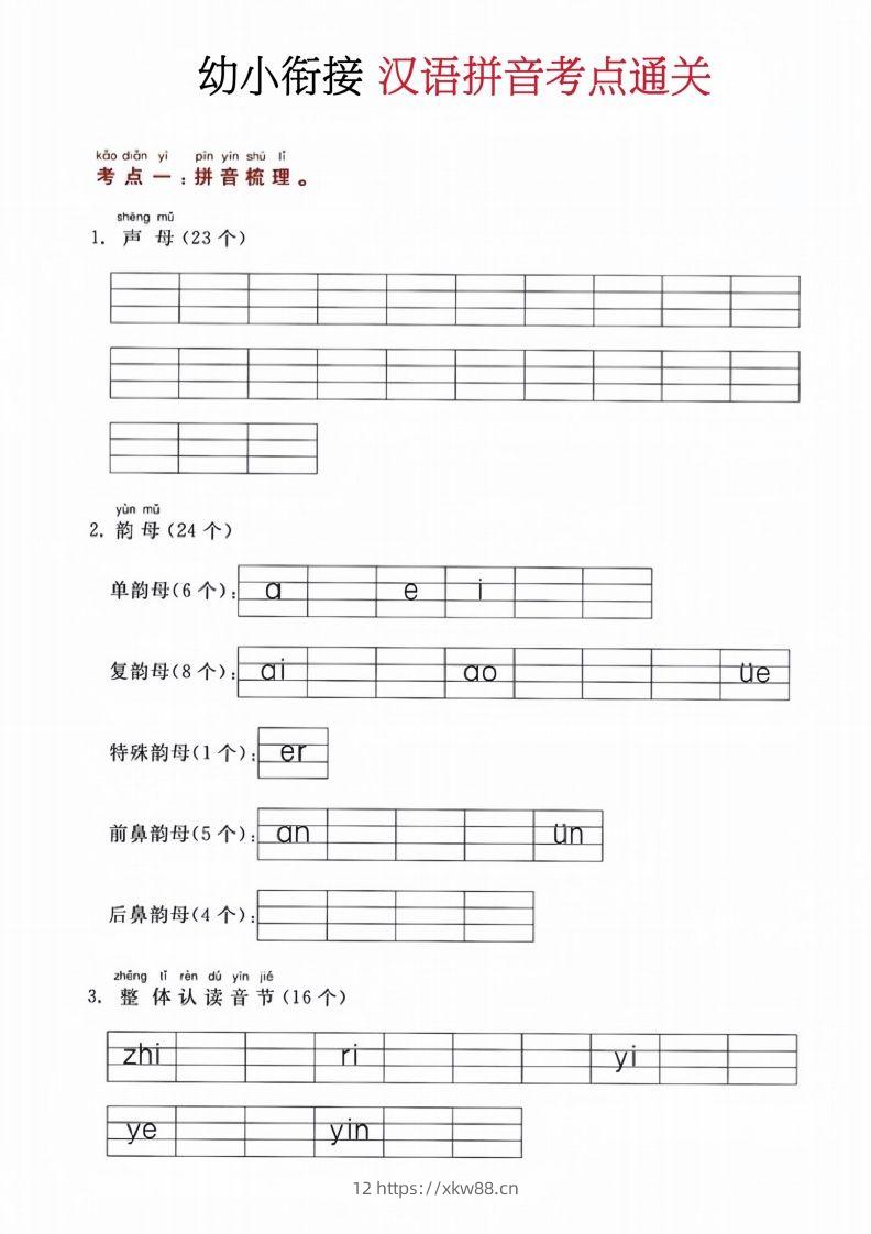 【拼音】汉语拼音考点通关（改版01）-佑学宝学科网