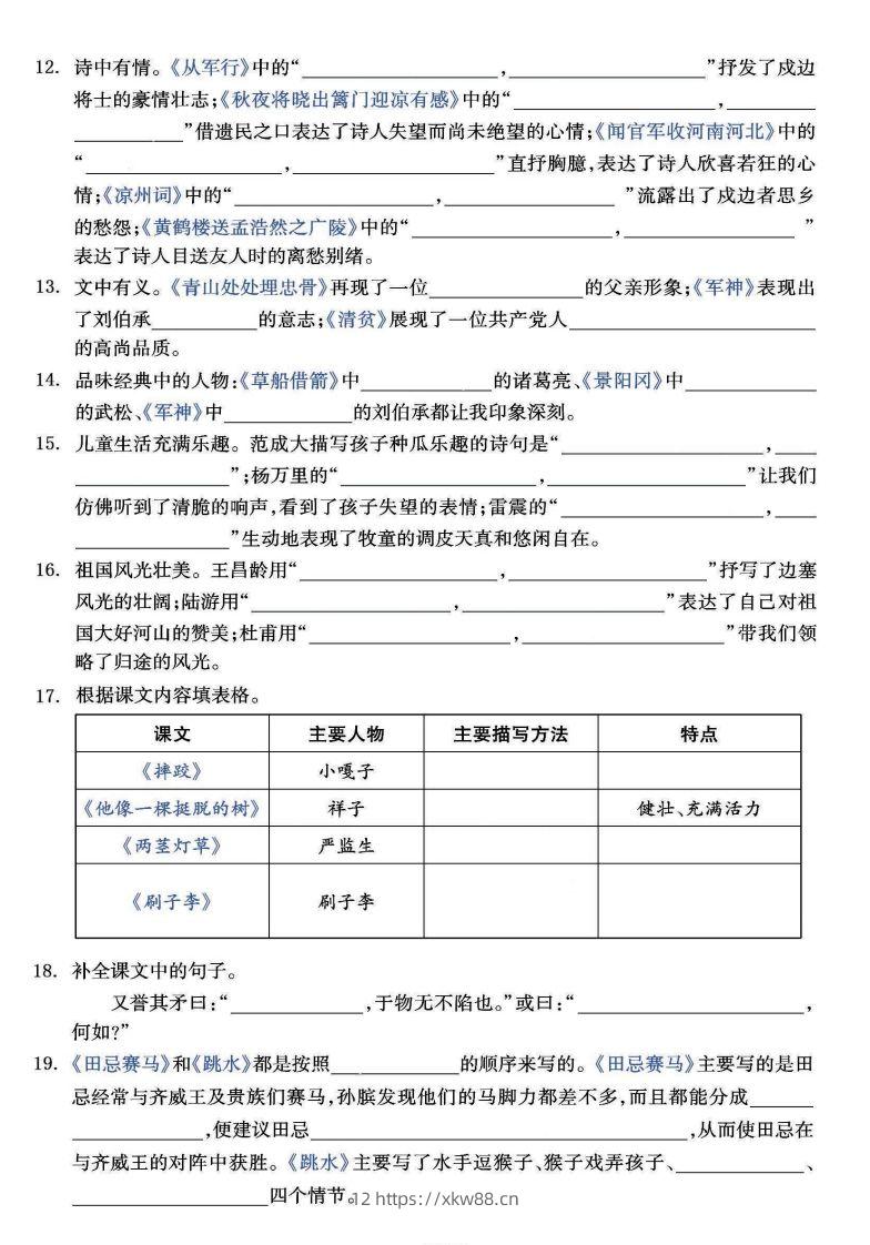 图片[2]-【背诵】【课文回顾与积累背诵专项训练】五下语文-佑学宝学科网