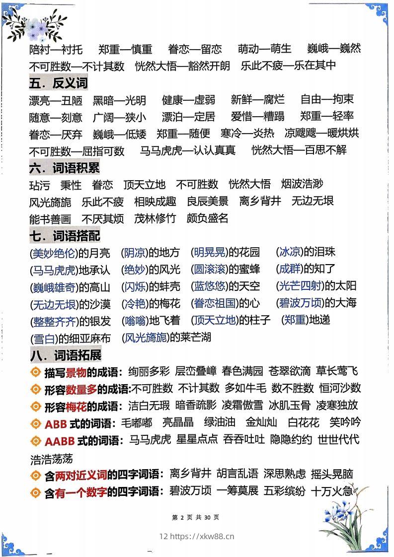 图片[2]-【知识点】五下语文1-8单元学霸重点知识梳理30页-佑学宝学科网